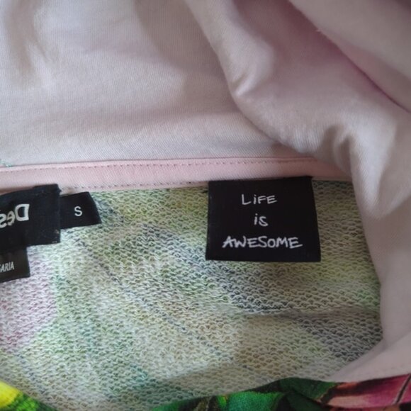 Desigual Oversized Tropical Print Colorful Hoodie Sweat Shirt - Picture 10 of 12